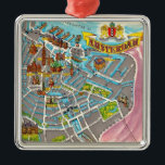 Vintage Illustrated Amsterdam Map Ornament<br><div class="desc">A great,  colourful map of the city of Amsterdam repurposed on an ornament.</div>