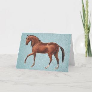 Vintage Illustrated Bay Horse Art Note Card