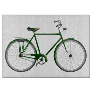 Vintage Illustrated Bicycle Art Glass Cutting Board