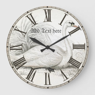 Vintage Illustrated Bird Ornithology Personalised Large Clock