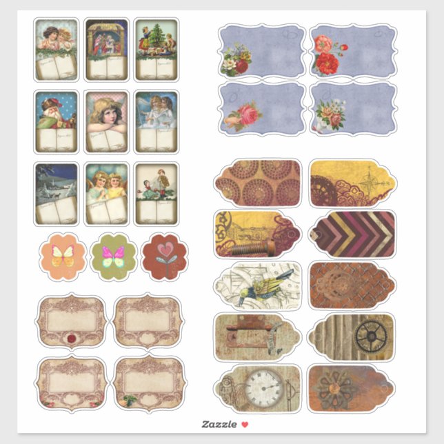 Vintage Illustrated Jornal Planner Scrabooking (Sheet)