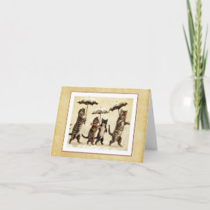 Vintage Illustrated Kitty Stroll Note Card