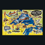 Vintage Illustrated Lake Superior Map Poster<br><div class="desc">The Lake Superior Circle Tour map captured on a vintage postcard.</div>