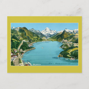 Vintage illustrated map Lake Lucerne Postcard