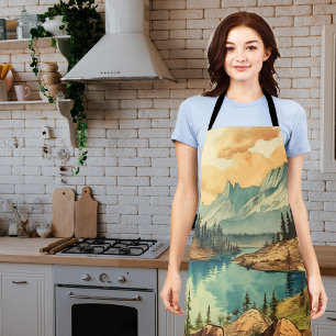Vintage Illustrated National Park Art Apron