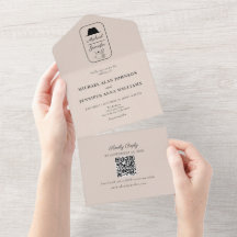 Vintage Illustrated QR Code Wedding