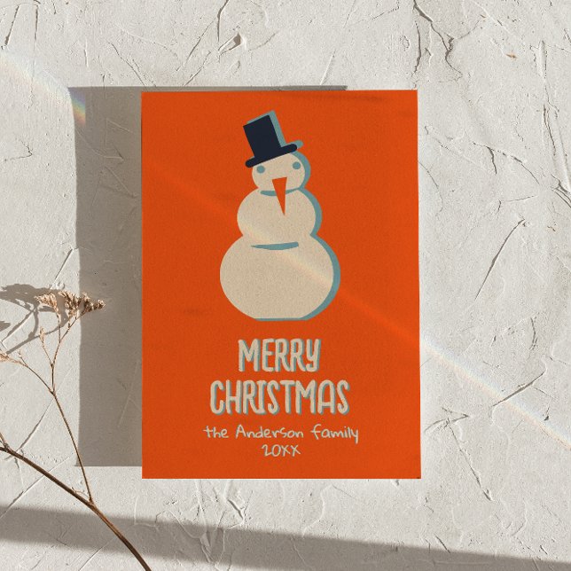 Vintage Illustrated Snowman Christmas Non-Photo Holiday Card (Creator Uploaded)