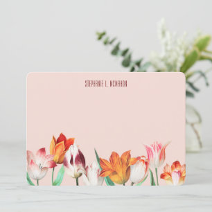 Vintage Illustrated Tulips on Light Pink Card