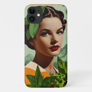 Vintage Illustrated Woman Portrait iPhone 11 Case