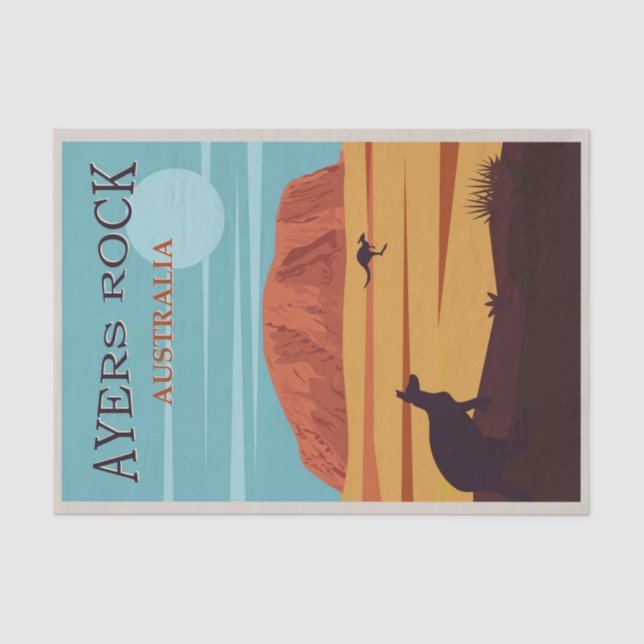 Vintage Illustration Ayers Rock, Australia Tissue Paper (Front)