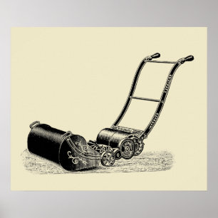 VINTAGE ILLUSTRATION British Lawn Mower Poster