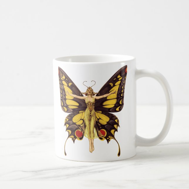 Vintage Illustration Butterfly Fairy  Coffee Mug (Right)