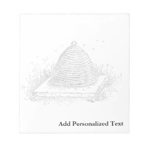 Vintage Illustration BW Beehive Notepad