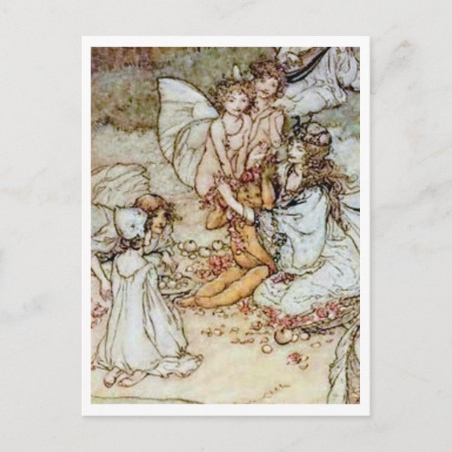 Vintage Illustration by Arthur Rackham Fairies Postcard (Front)