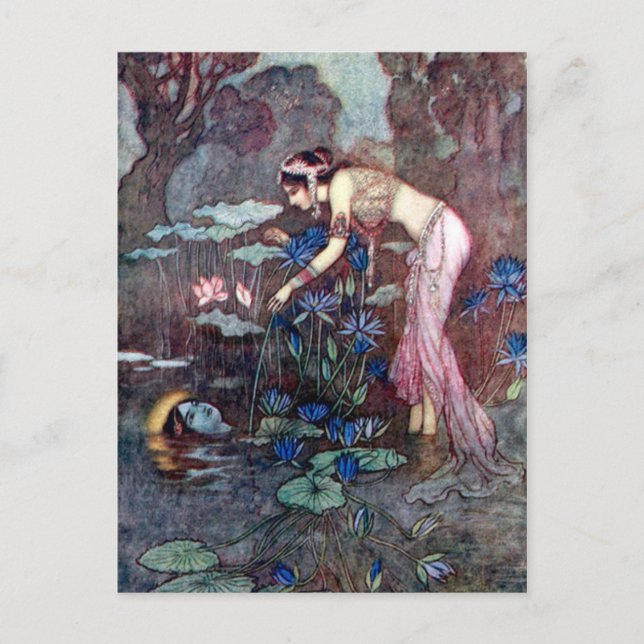 Vintage Illustration by Warwick Goble the Lotus   Postcard (Front)