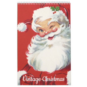 Vintage Illustration Christmas Santa Claus Calendar