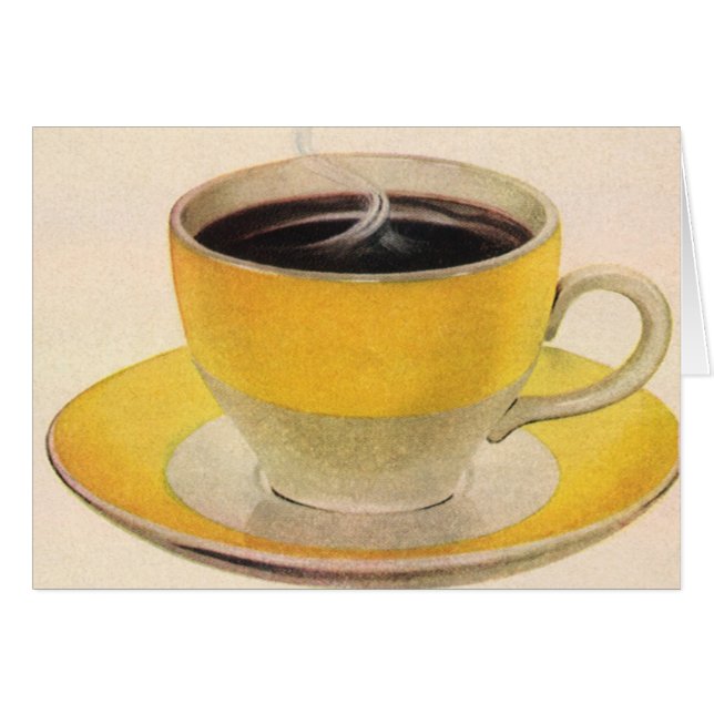 Vintage Illustration Coffee in a Yellow Cup (Front Horizontal)