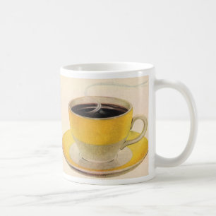 Vintage Illustration Coffee in a Yellow Cup
