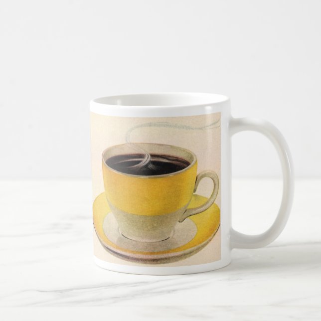 Vintage Illustration Coffee in a Yellow Cup (Right)