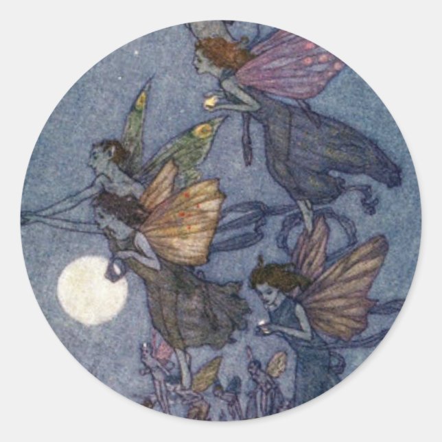 Vintage Illustration Edmund Dulac Fairies Classic Round Sticker (Front)