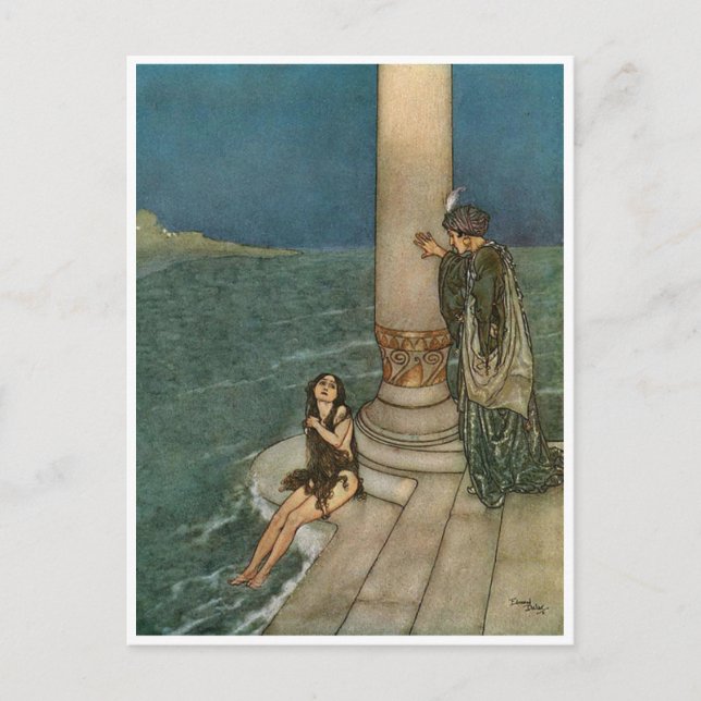 Vintage Illustration Edmund Dulac Little Mermaid Postcard (Front)