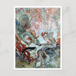 Vintage Illustration Edmund Dulac Mermaid King Postcard