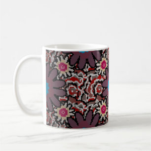 Vintage illustration. Folkloric ethnic purple, red Coffee Mug