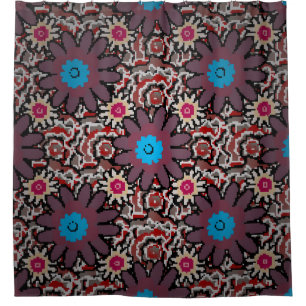 Vintage illustration. Folkloric ethnic purple, red Shower Curtain