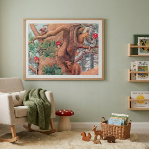 Vintage Illustration Forest Children Elsa Beskow Poster