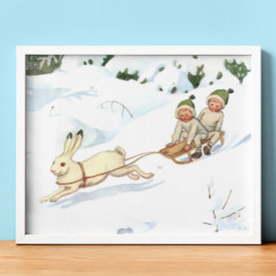 Vintage Illustration Forest Children Elsa Beskow Poster