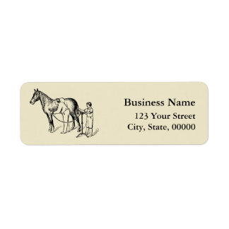 VINTAGE ILLUSTRATION Horse Clipping Address L