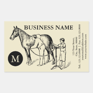VINTAGE ILLUSTRATION Horse Clipping Monogram S Rectangular Sticker