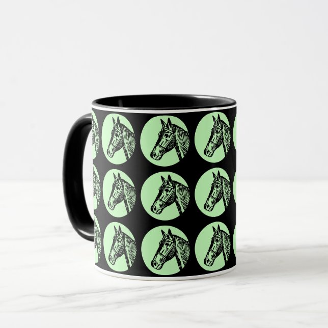 VINTAGE ILLUSTRATION Horse repeating image Mug (Front Left)