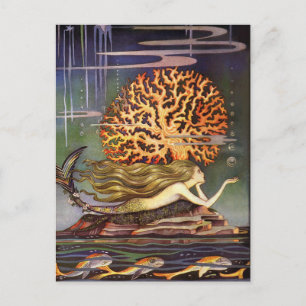 Vintage Illustration Jennie Harbour The Mermaid Postcard