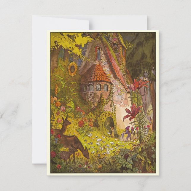 Vintage Illustration Mystical Forest Castle  Card (Front)