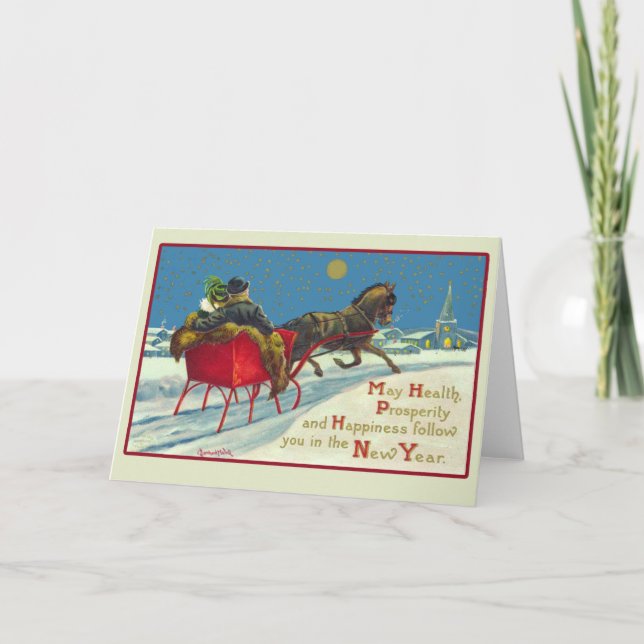 Vintage Illustration New Years Card (Front)