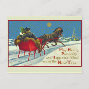 Vintage Illustration New Years Card