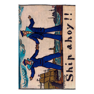 vintage illustration of 2 sailors poster