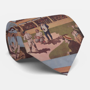 Vintage Illustration of a Baseball Game (1909) Tie
