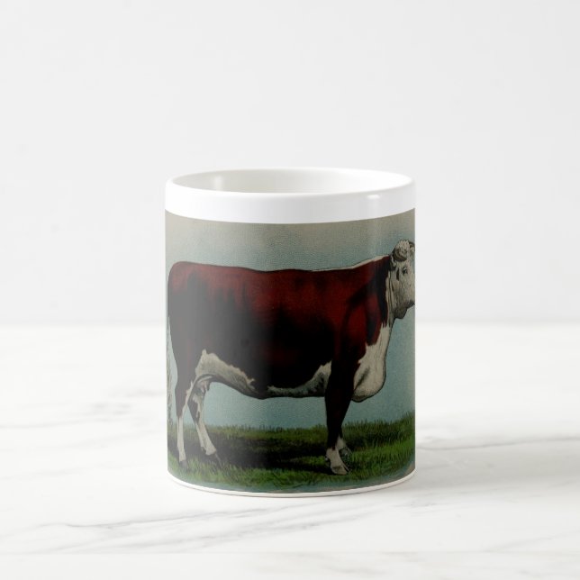 Vintage illustration of a Hereford cow Coffee Mug (Center)