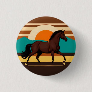 Vintage Illustration of a Horse 3 Cm Round Badge
