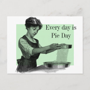 Vintage illustration of a lady baking postcard