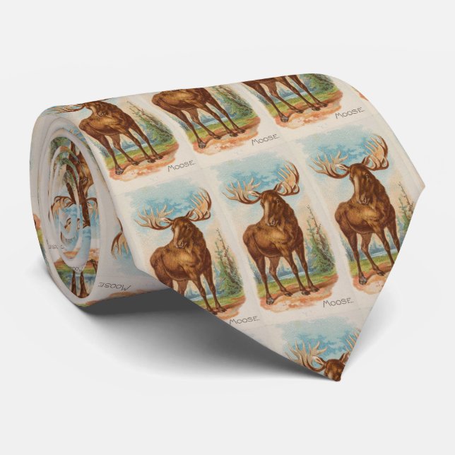 Vintage Illustration of a Moose (1890) Tie (Rolled)