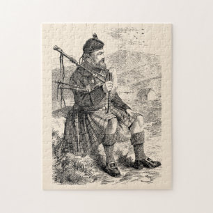 Vintage Illustration of a Scottish Highlander Jigsaw Puzzle