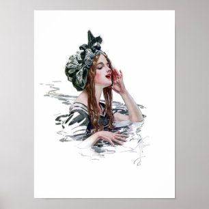 Vintage Illustration of a Woman Poster