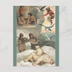 Vintage Illustration of Alaska Postcard