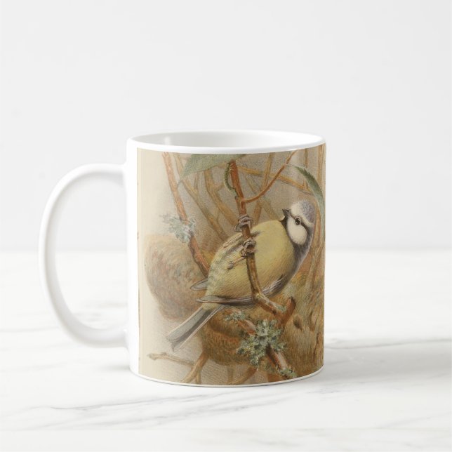 Vintage Illustration of Bluetit Coffee Mug (Left)
