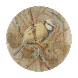 Vintage Illustration of Bluetit Cutting Board