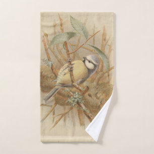 Vintage Illustration of Bluetit Hand Towel