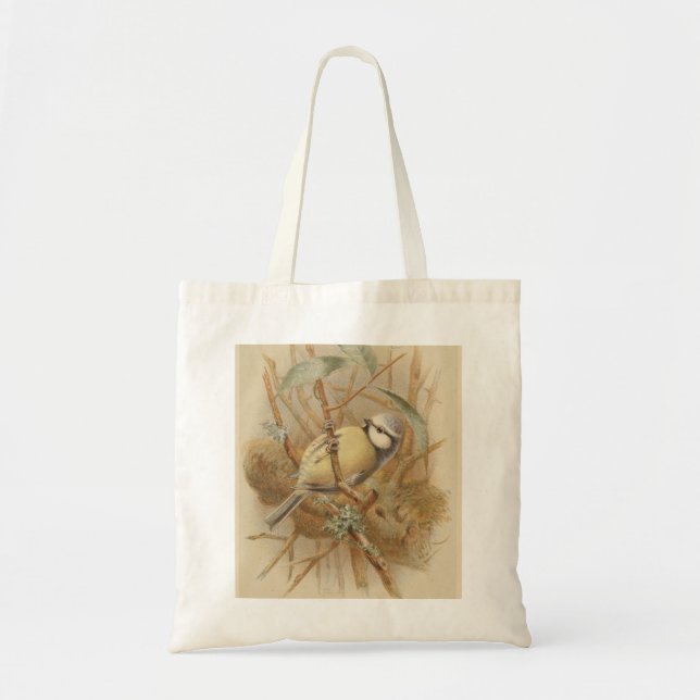 Vintage Illustration of Bluetit Tote Bag (Front)